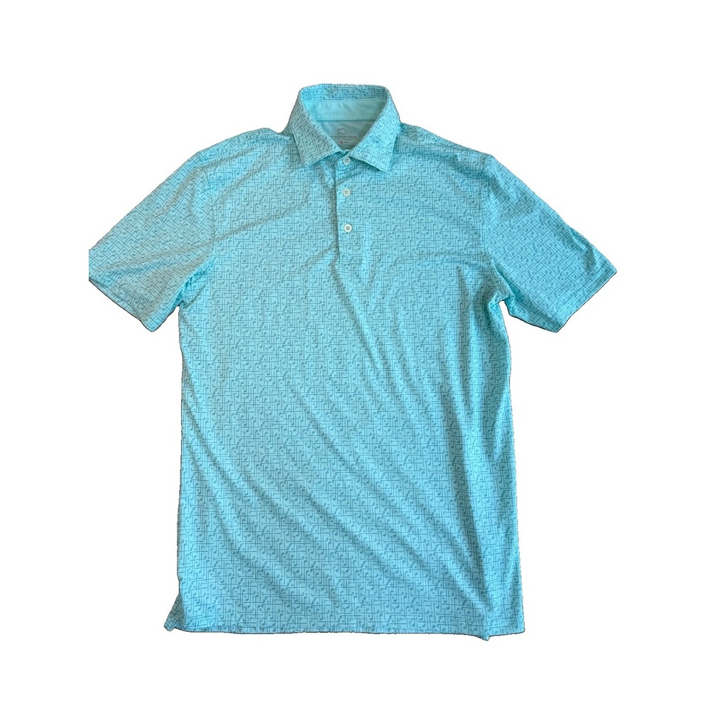 Southern Tide Polo Shirt Mens Small Golf Club Print Performance Stretch Top